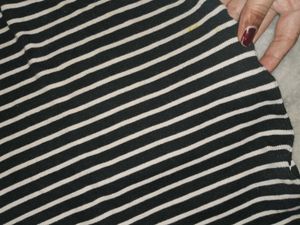 Black And White Striped Fitted Half Sleeve Top