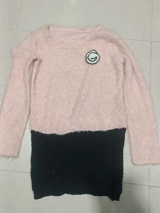 Pink Fuzzy Sweater Dress