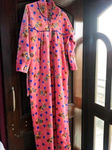 Fleece Cute Bear Print Nighty