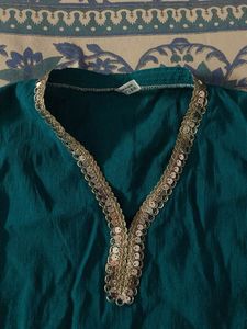 Teal Embellished Kurta