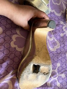 Gold Peep-Toe Heels