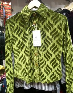 Green Patterned Velvet Shirt