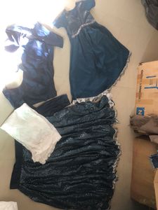 Teal & Silver Girls' Indian Dress Set