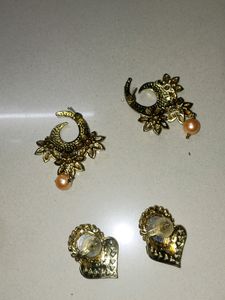 Elegant Pink &amp; Gold Drop Earrings