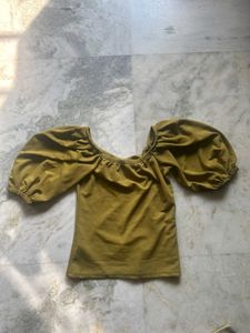 Olive Puff Sleeve Top