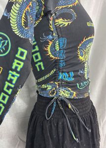 Off Shoulder Dragon Printed Top