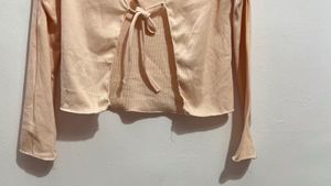 Peach Tie-Front Top