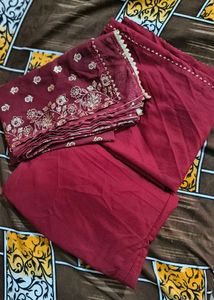 Maroon Floral Print Kurta Set