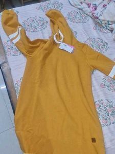 Mustard Hoodie with Stripes