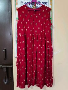 Red Printed Ethnic Dress