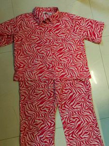 Red Animal Printed Co-ord Set