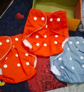 Combo Of Reusable Diapers With Pads