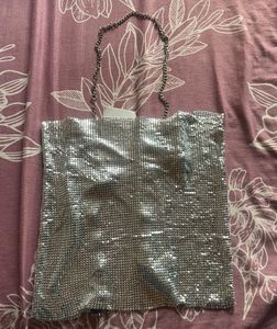 H&amp;M Sparkly Silver Halter Top