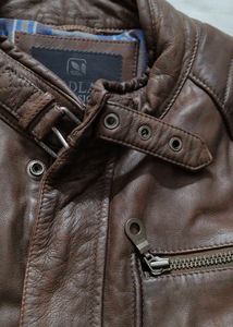 Woodland Men&#39;s Brown Pure Leather Jacket