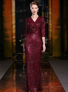 Bodycon Burgundy Long Sequin Maxi Dress.