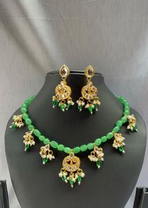 Green Polki Kundan Necklace & earrings