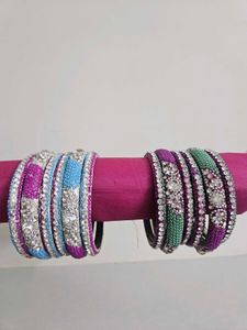 Metal Crystal Bangle Set - Pair Of 2