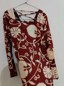 Boho Floral Criss-Cross Back Long Sleeve Dress