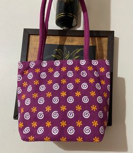 Jute Cottage Purple Floral Tote Bag