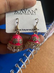 Pink Jhumka Earrings