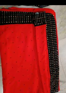 Party Wear Hot Red Saree