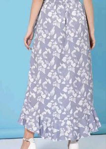 Blue Floral Ruffle Skirt