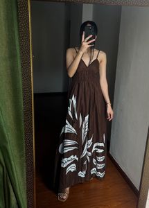 Brown Printed Fit&Flared Maxi Dress 🤎🐻