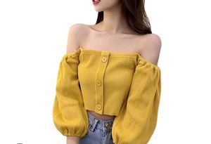 Off Shoulder Mustard Top