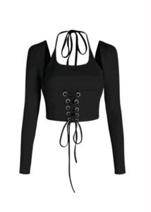 Black Long Sleeve Crop Top