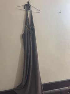 pretty halter grey colour dress