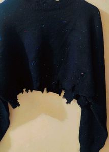 Damaged Style Black Pullover