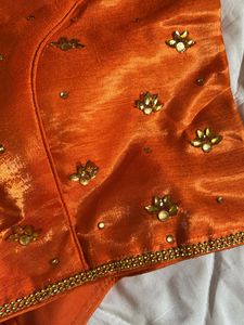 y2k Pink &amp; Orange ombre Saree with beaded Blouse