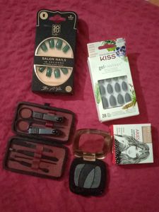 Artificial Nails+ Eye Mascara+Shadow+ Tools Combo