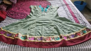 Full Gera Anarakali Kurta Set Embroidery&amp;Stones