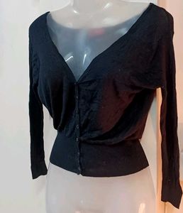 Black Button-Down Cardigan