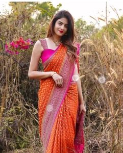 Orange BANARASI SILK Saree❤