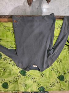 Gray Full Sleeve Solid Tshirt