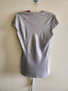 Satin V Neck Tie Top