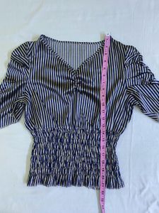 Striped Satin V-Neck Top Bust 36
