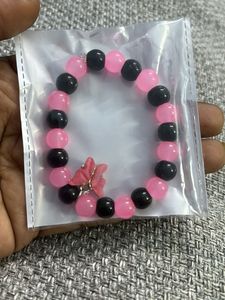 Pink &amp; Black Beaded Bracelet