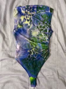 Zara Printed Tulle Bodysuit