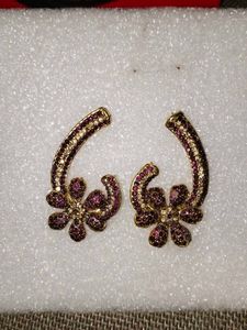 Floral Rhinestone Ear Climber Earrings