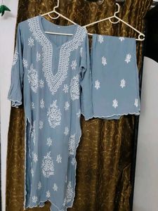 Cutwork Lucknowi Plazopair