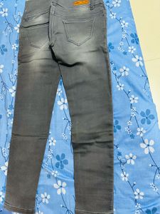 High Waist Grey Jeans Ankle Length