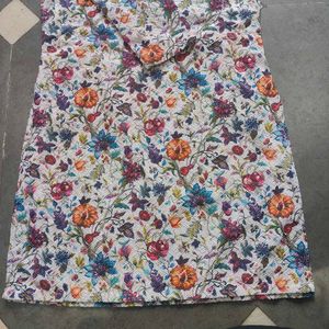 Floral Print Long Sleeve Kurta