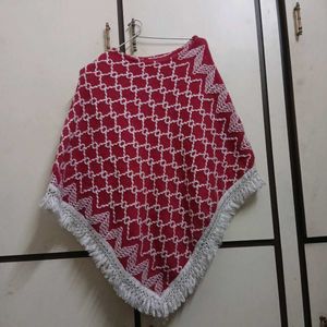 Stylish cherry &amp; White Poncho
