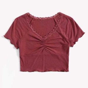 Shein Ribbed Lace Crop Top