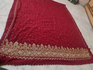 Zardozi Red Saree 😍 No Blouse