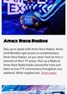 Limited Edition Amex F1® Race Radio with Earphones