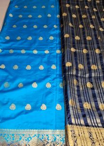 Elegant Blue &amp; Gold Saree